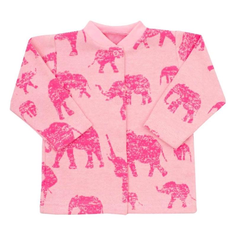 Dojčenský kabátik Baby Service Slony ružový 68 (4-6m)