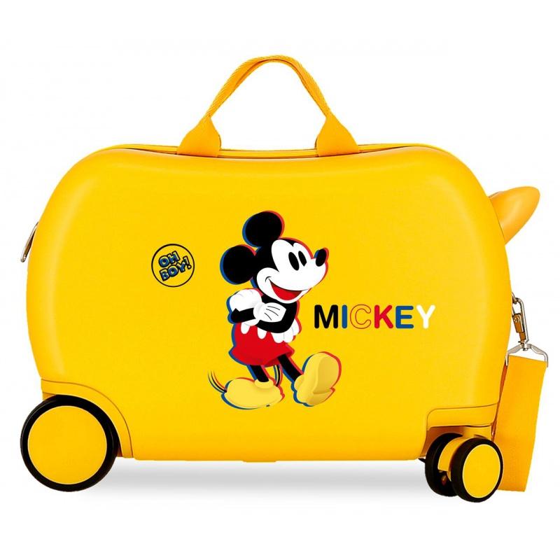 JOUMMA BAGS Detský cestovný kufor na kolieskach / odrážadlo MICKEY MOUSE Ochre, 2921022