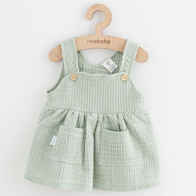 Dojčenská mušelínová suknička New Baby Comfort clothes šalviová 86 (12-18m)