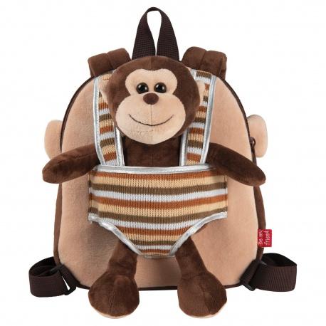 PERLETTI BE MY FRIEND, Detský obojstranný plyšový batoh s odnímateľnou hračkou OPICA,13031