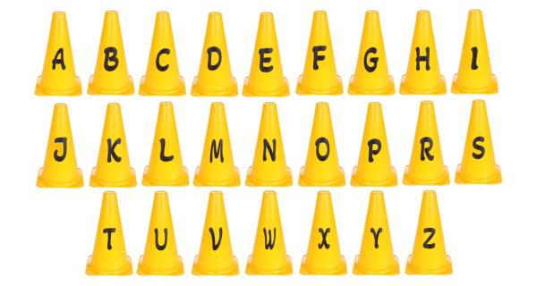 Merco Alphabet Set kužele s písmenami 23 cm žltá